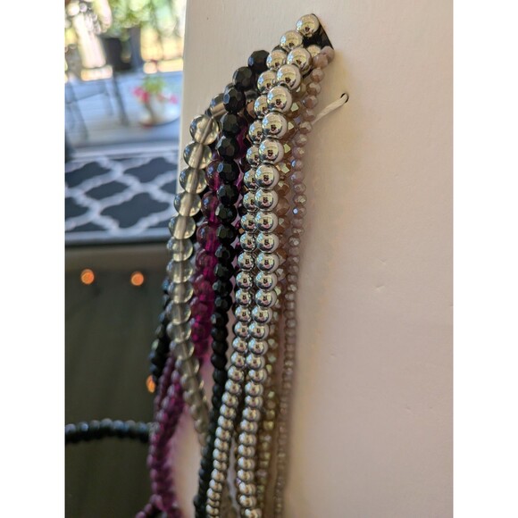 ZARA Necklaces Women's Pack Of 2 Multi-bead Plum Silver Bronze Black Faceted NEW - Picture 6 of 10